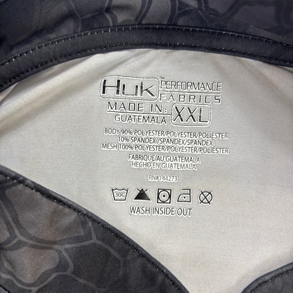 Huk Fishing Performance Quarter Zip Long‎ Sleeve Shirt Mens XXL Black Camo - Picture 3 of 6